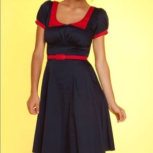 Pinup Girl Clothing Navy & Red Dress